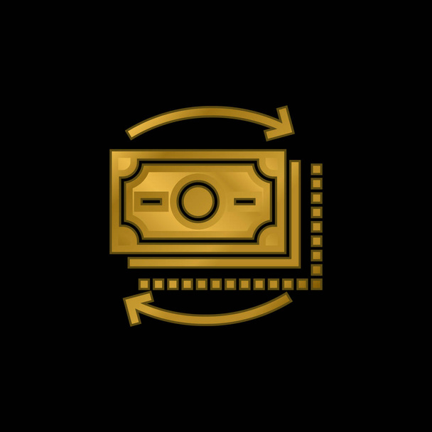 Banka altın kaplamalı metalik simge veya logo vektörü - Vektör, Görsel