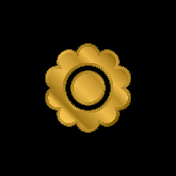 Flor flor chapado en oro icono metálico o logotipo vector - Vector, imagen