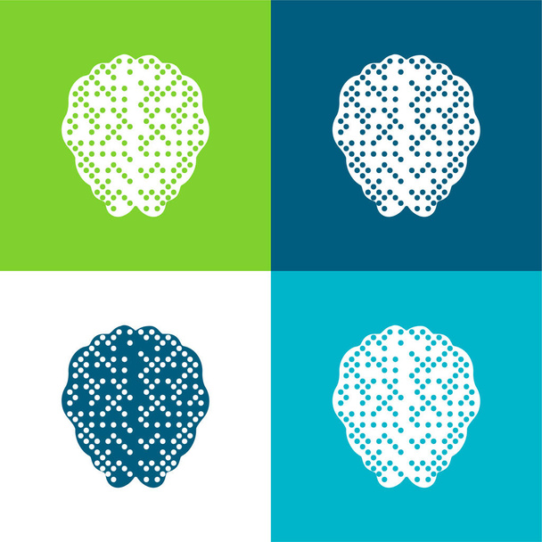 脳フラット4色の最小アイコンセット - ベクター画像