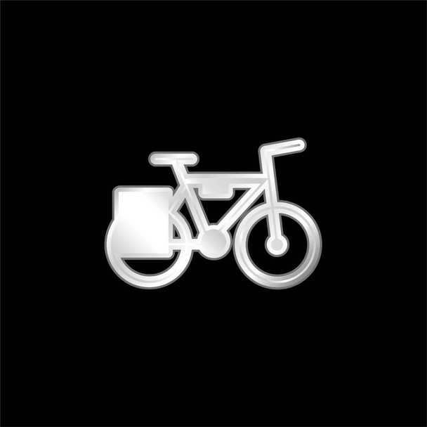 Bicycle silver plated metallic icon - Vector, Image