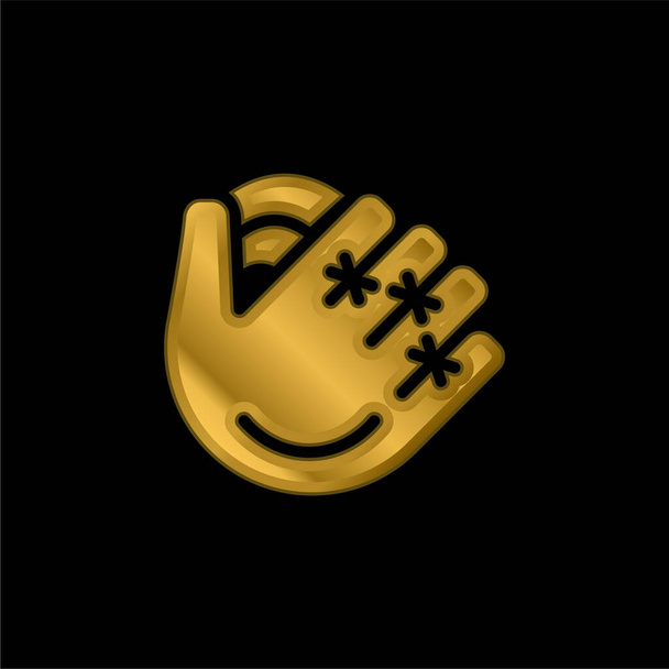 Baseballová rukavice pozlacená kovová ikona nebo vektor loga - Vektor, obrázek