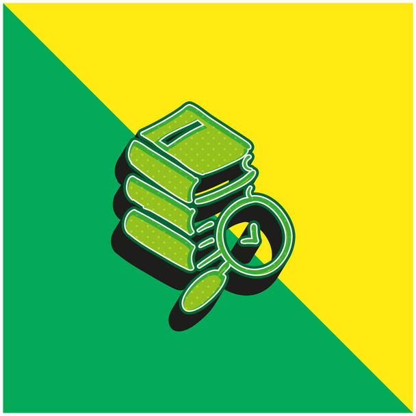 Könyvek Kézzel rajzolt verem Zöld és sárga modern 3D vektor ikon logó - Vektor, kép