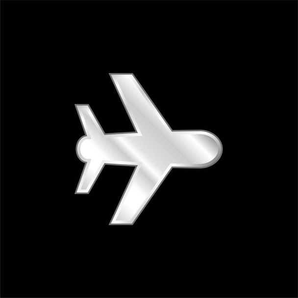 Aeroplano argento placcato icona metallica - Vettoriali, immagini
