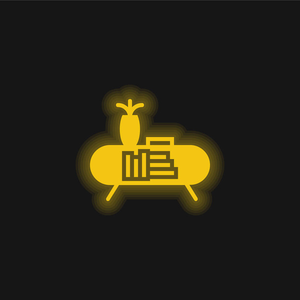 Knižní police žlutá zářící neonová ikona - Vektor, obrázek