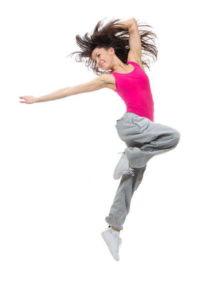 modern dancer style teenage girl jumping dancing - Фото, зображення