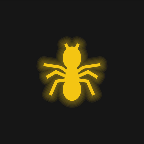 Ant Silhouette yellow glowing neon icon - Vector, Image