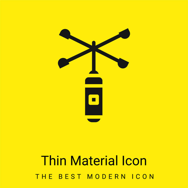 Anemometer minimal bright yellow material icon - Vector, Image
