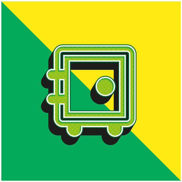 ビッグセーフボックス緑と黄色の現代的な3dベクトルアイコンのロゴ - ベクター画像