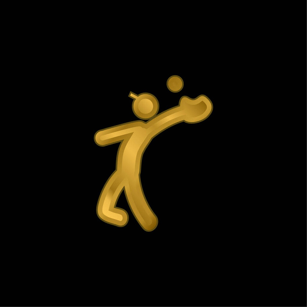 Baseball Catcher icône métallique plaqué or ou logo vecteur - Vecteur, image