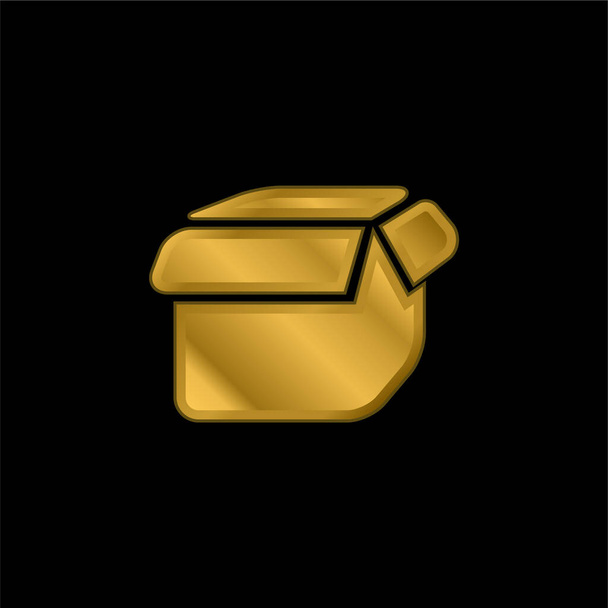 Черный Open Box позолоченный металлический значок или вектор логотипа - Вектор,изображение
