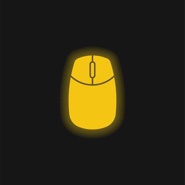 Big Computer Mouse yellow glowing neon icon - Vector, Image