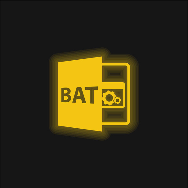 Bat File Format Symbol yellow glowing neon icon - Vector, Image