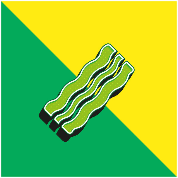 Bacon Groen en geel modern 3D vector icoon logo - Vector, afbeelding