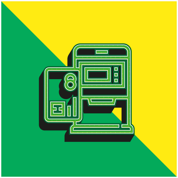 ATM Zöld és sárga modern 3D vektor ikon logó - Vektor, kép