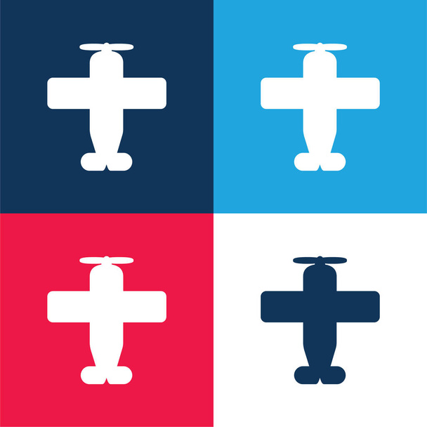 Aereo Con One Helix blu e rosso quattro set icona minimale colore - Vettoriali, immagini