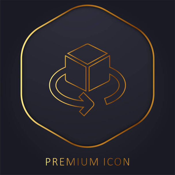 Diseño 3D línea de oro logotipo premium o icono - Vector, imagen