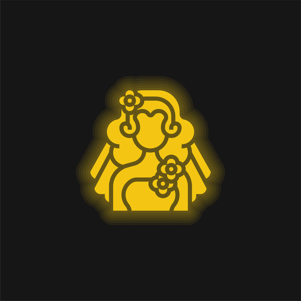 Żółta panna młoda świecąca ikona neonu - Wektor, obraz