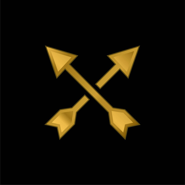 Flechas chapado en oro icono metálico o logo vector - Vector, Imagen