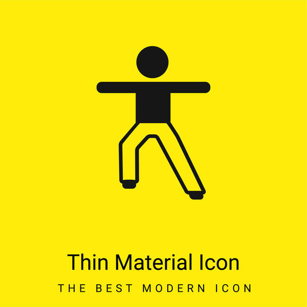 Fiú nyújtózkodó karok és láb minimális fényes sárga anyag ikon - Vektor, kép