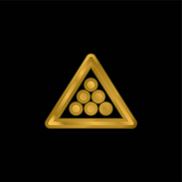 Billar chapado en oro icono metálico o logo vector - Vector, Imagen