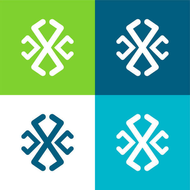 Símbolo de linha astrológica Conjunto de ícones mínimos de quatro cores plano - Vetor, Imagem