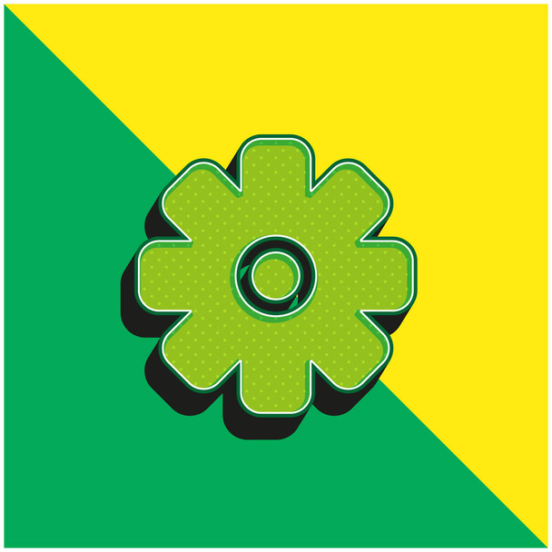 Großes Zahnrad Grünes und gelbes modernes 3D-Vektorsymbol-Logo - Vektor, Bild