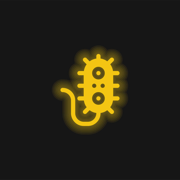 Bacteria yellow glowing neon icon - Vector, Image
