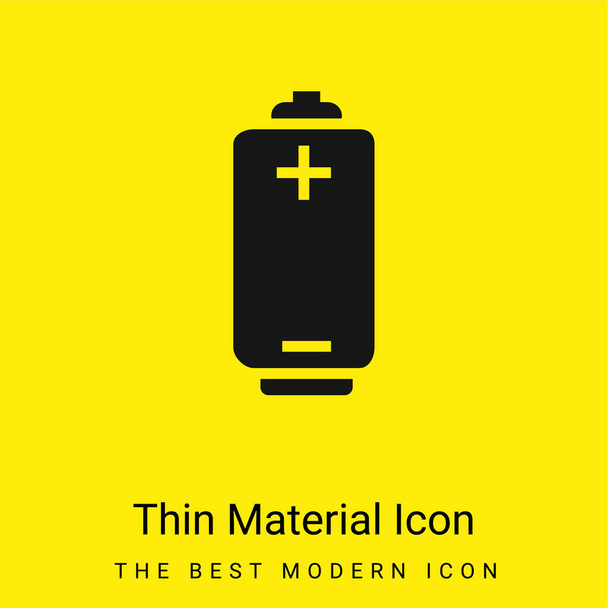 Herramienta de batería con postes positivos y negativos mínimo icono de material amarillo brillante - Vector, Imagen