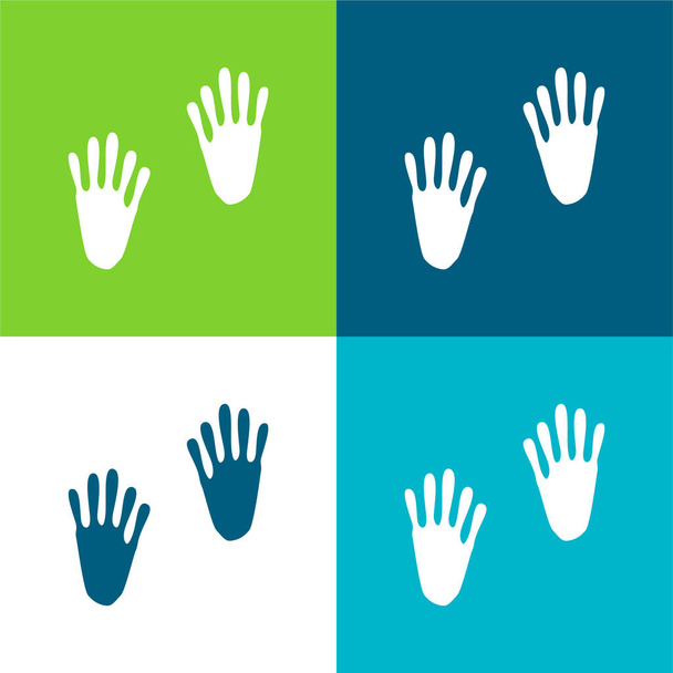 Impronte animali Set di icone minime piatte a quattro colori - Vettoriali, immagini