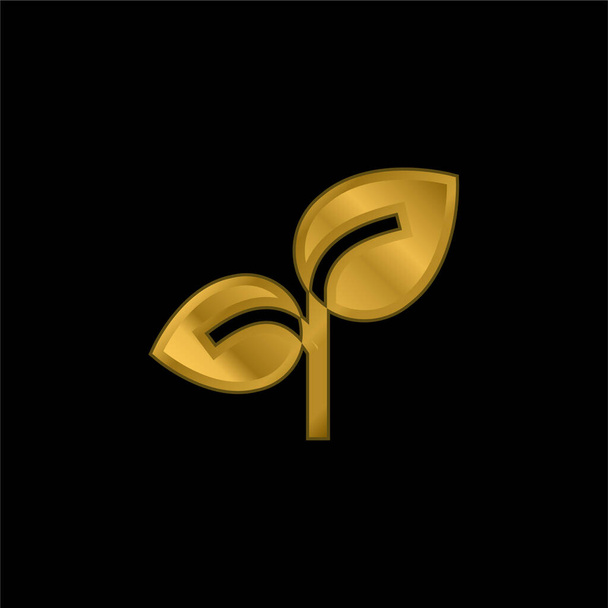 Rama chapado en oro icono metálico o logo vector - Vector, imagen