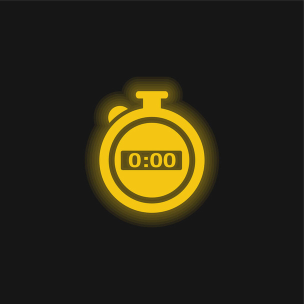 Black Stopwatch yellow glowing neon icon - Vector, Image
