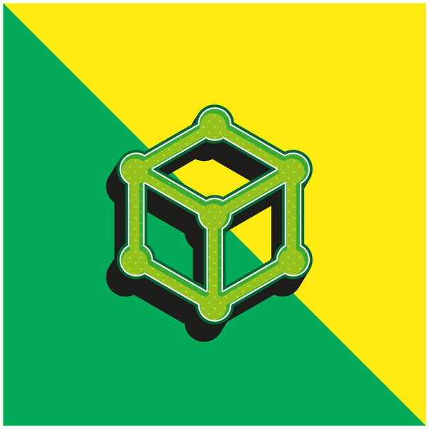 3D-Würfel Grünes und gelbes modernes 3D-Vektorsymbol-Logo - Vektor, Bild