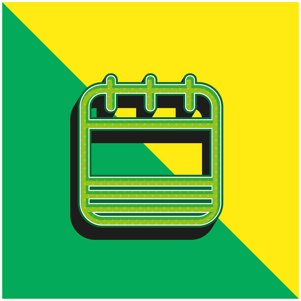 Blank Calendar Page With Stripes Zielone i żółte nowoczesne logo wektora 3D - Wektor, obraz