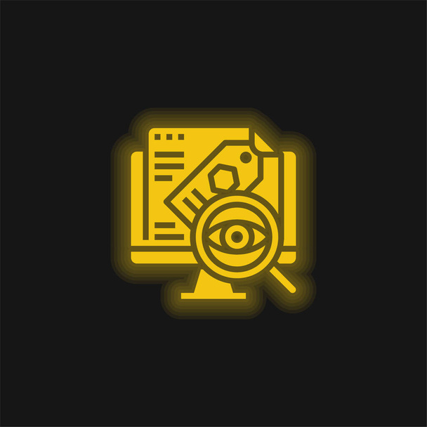 Audit yellow glowing neon icon - Vector, Image