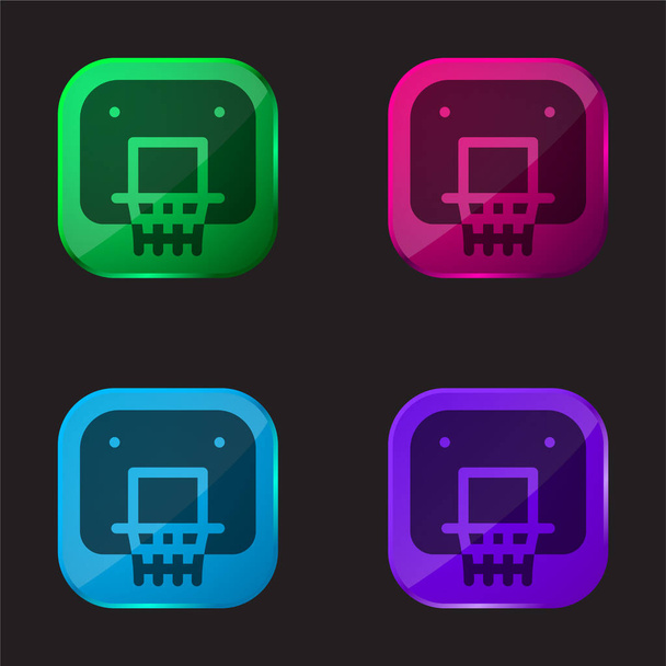 Backboard icono de botón de cristal de cuatro colores - Vector, Imagen