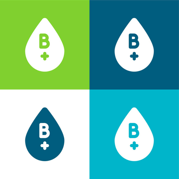Blood Type Flat four color minimal icon set - Vector, Image