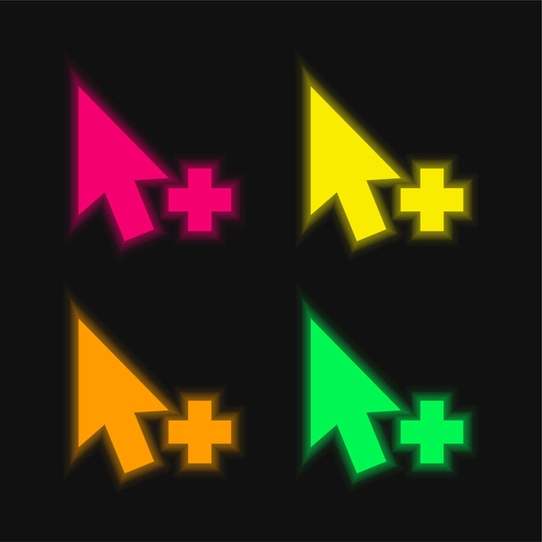 Add Cursor four color glowing neon vector icon - Vector, Image