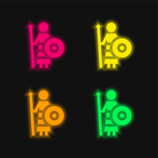 Athena quattro colori luminosi icona vettoriale al neon - Vettoriali, immagini