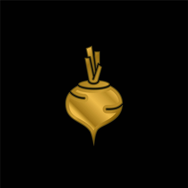 Beterraba banhado a ouro ícone metálico ou vetor logotipo - Vetor, Imagem