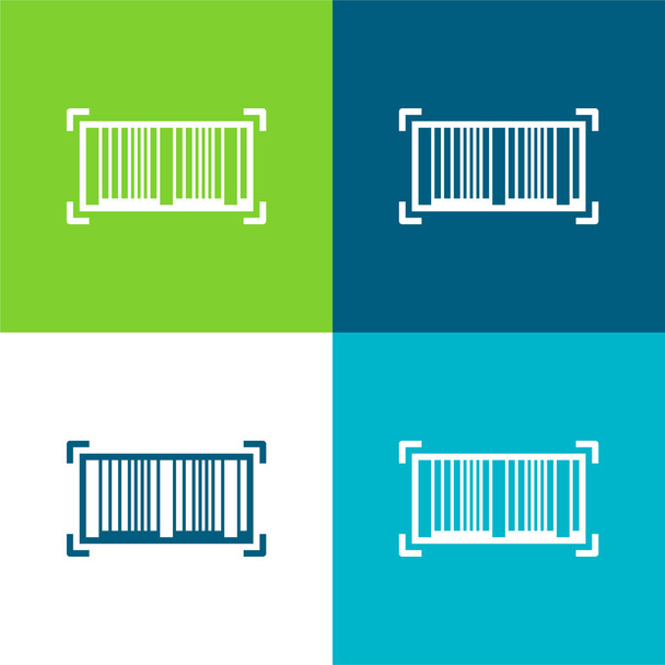 Código de barras Plano de cuatro colores mínimo icono conjunto - Vector, imagen