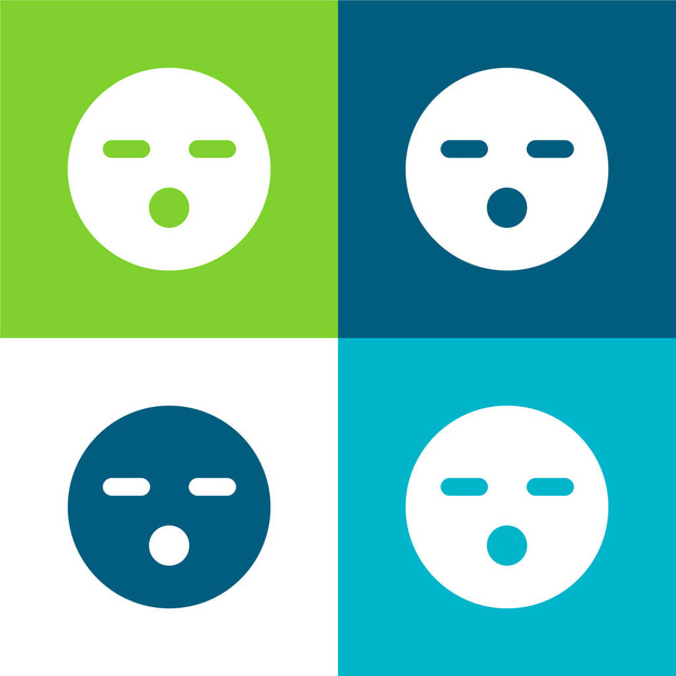 Boring Face Flat four color minimal icon set - Vector, Image