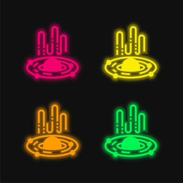 Musta aukko neljä väriä hehkuva neon vektori kuvake - Vektori, kuva