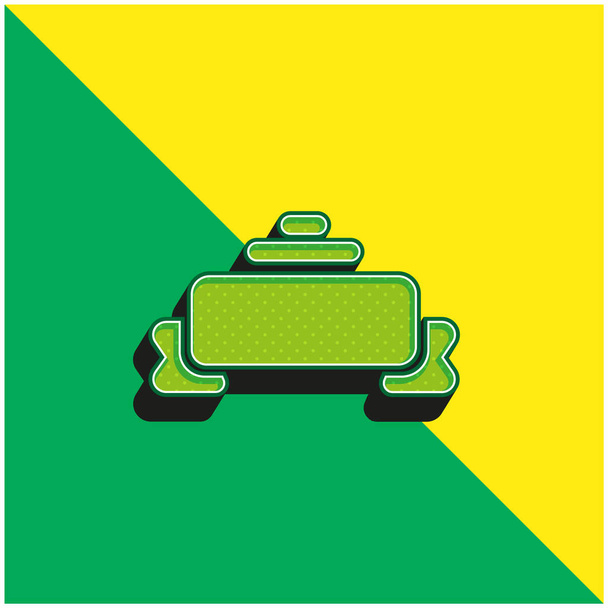 Bannière Logo d'icône vectorielle 3D moderne vert et jaune - Vecteur, image
