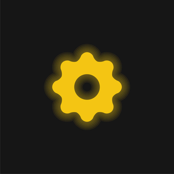 Black Settings Button yellow glowing neon icon - Vector, Image