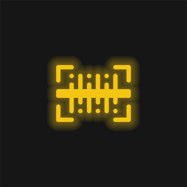 Kod kreskowy żółty świecący neon ikona - Wektor, obraz