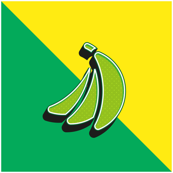 Μπανάνα Πράσινο και κίτρινο σύγχρονο 3d διάνυσμα εικονίδιο λογότυπο - Διάνυσμα, εικόνα