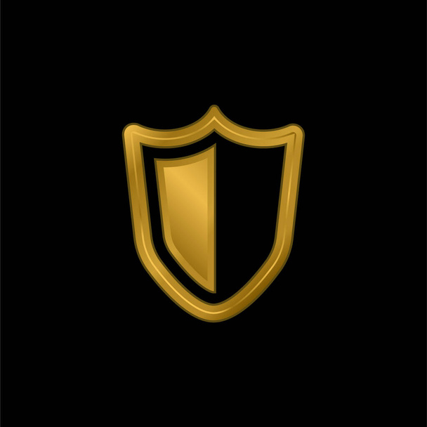 Big Defense Shield gold plated metalic icon or logo vector - Vector, Image