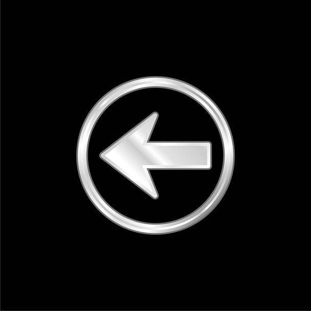 Botón de flecha de navegación hacia atrás que apunta al icono metálico plateado izquierdo - Vector, Imagen