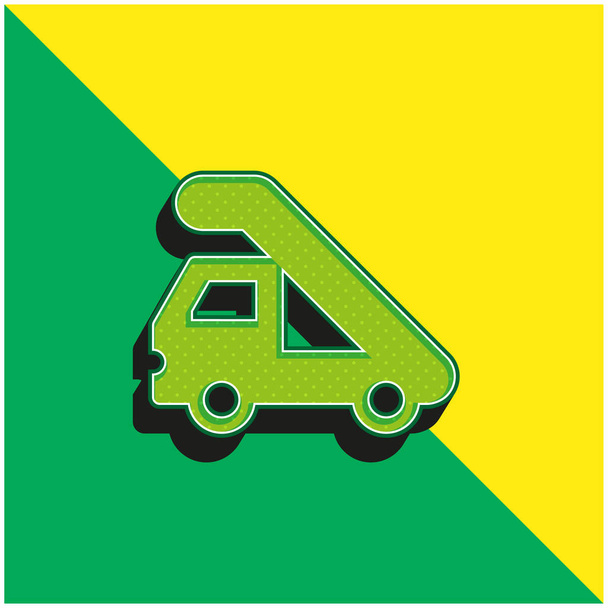 Airport Truck Vihreä ja keltainen moderni 3d vektori kuvake logo - Vektori, kuva
