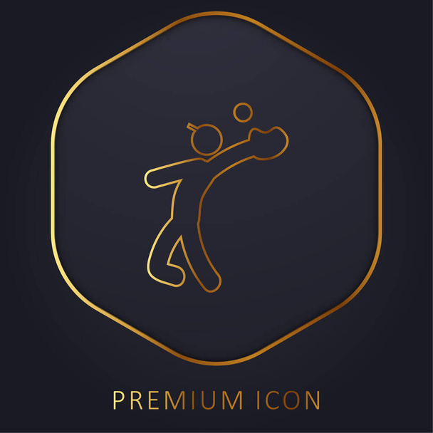 Baseball Catcher Złota linia logo premium lub ikona - Wektor, obraz